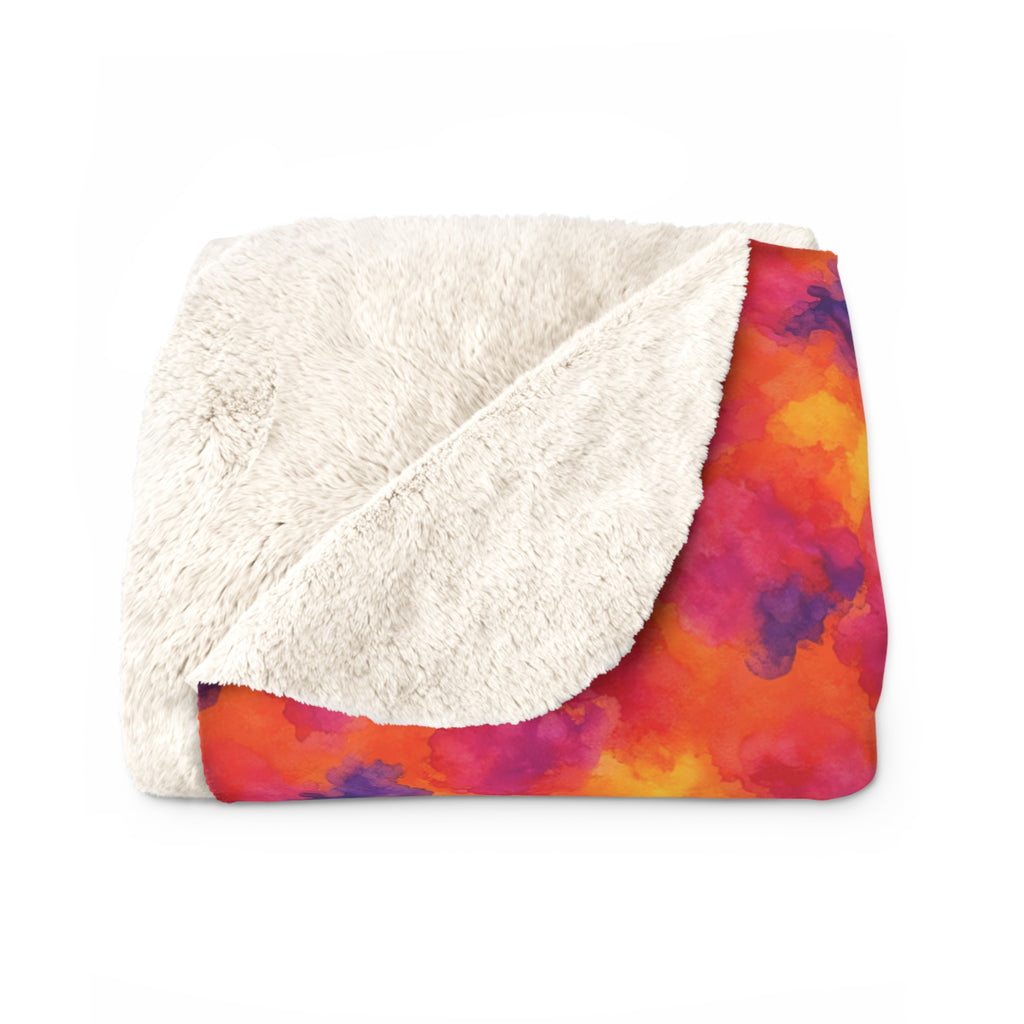 Sunset Bloom Bleeds Sherpa Fleece Blanket – Watercolour Bleed Pattern