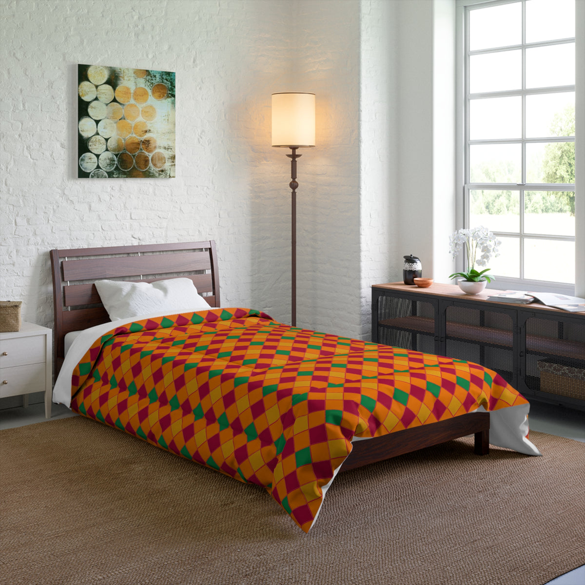 Jewel Harlequin Check Comforter – Cranberry Spice