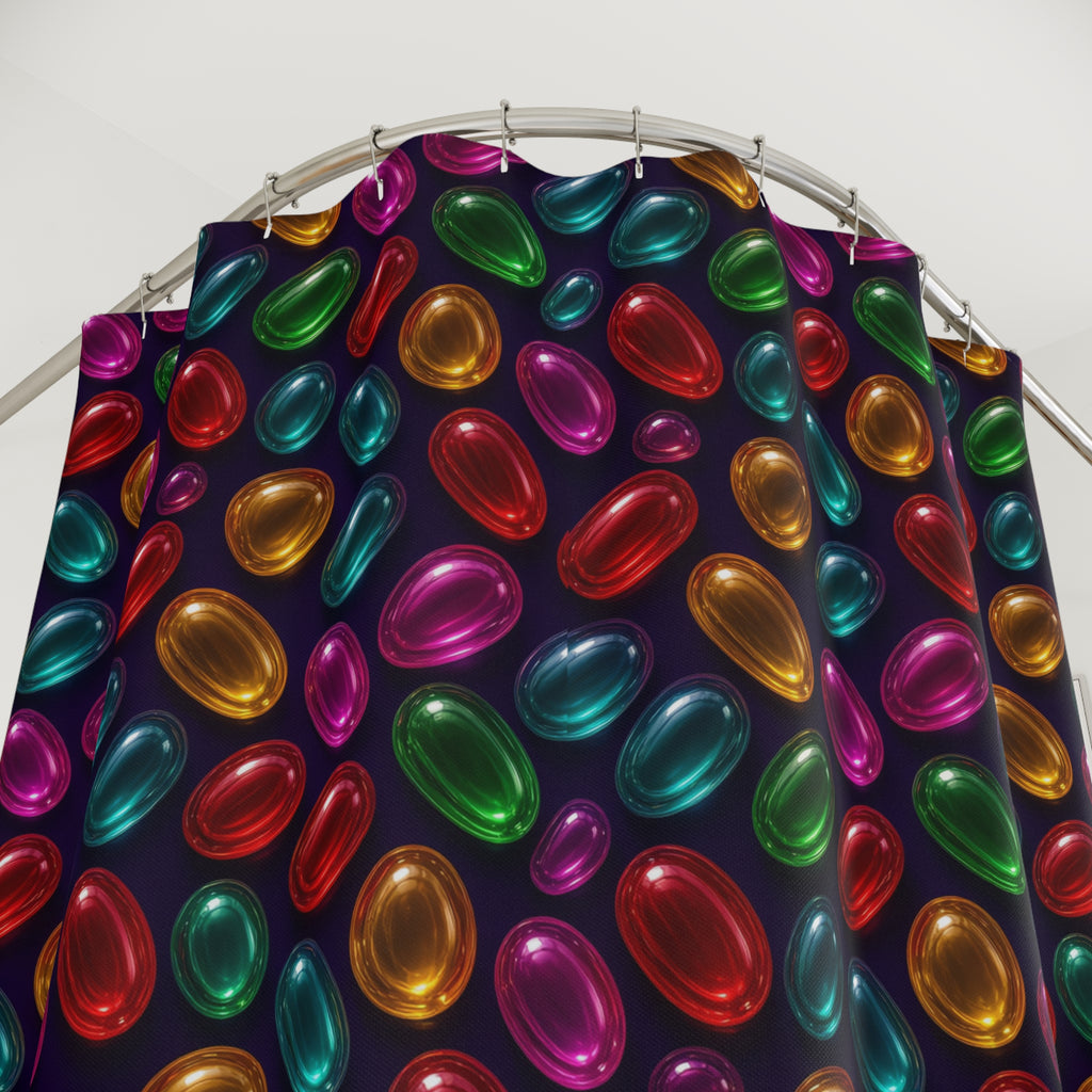 Glass Lozenge Toss Shower Curtain – Glossy 3D Abstract Pattern