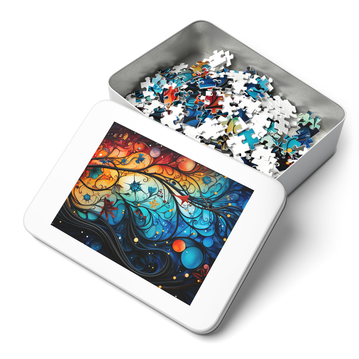 Cosmic Swirl Garden Jigsaw Puzzle with Tin – Cosmic Swirl Art
