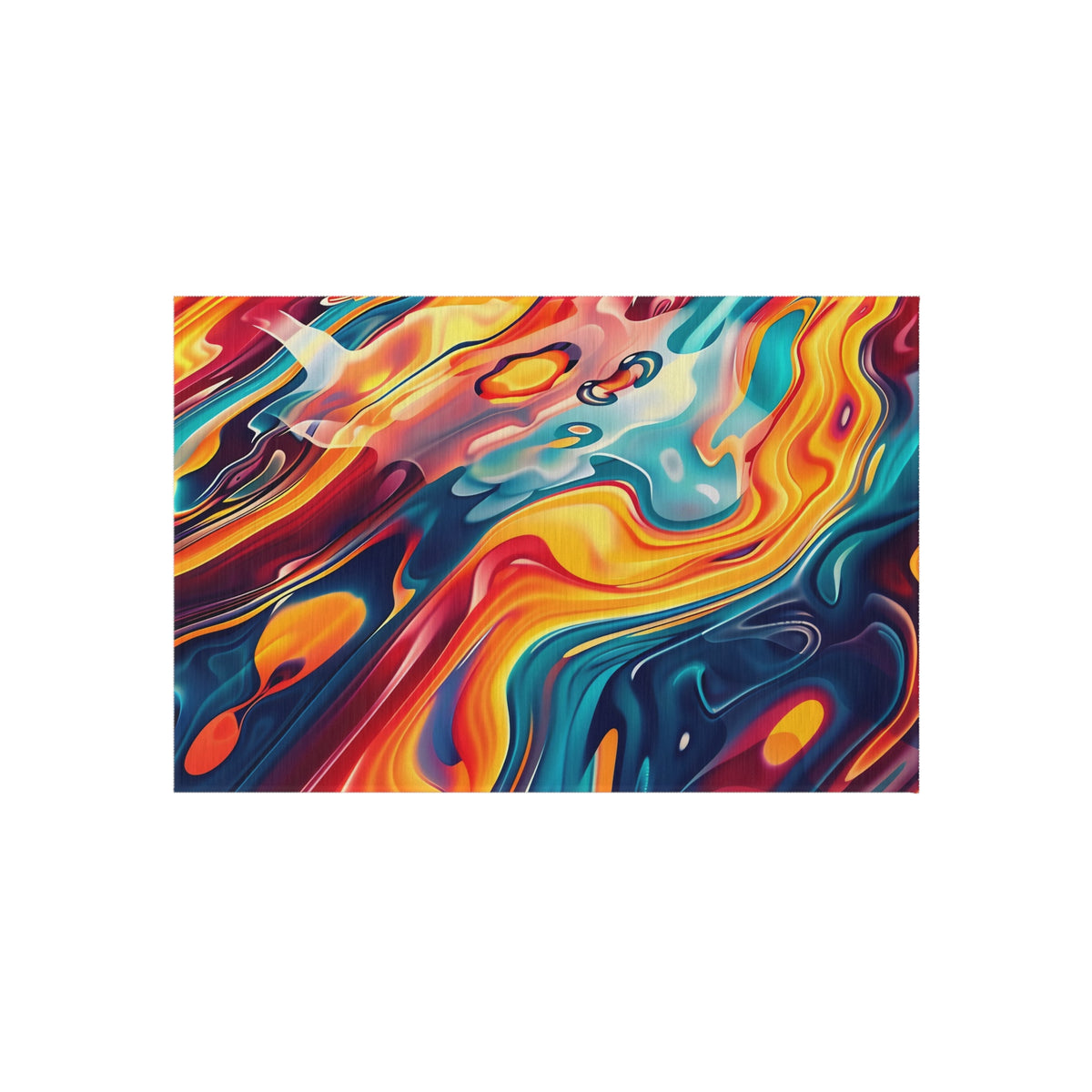 Liquid Rainbow Swirl Outdoor Rug – Psychedelic Fluid Art