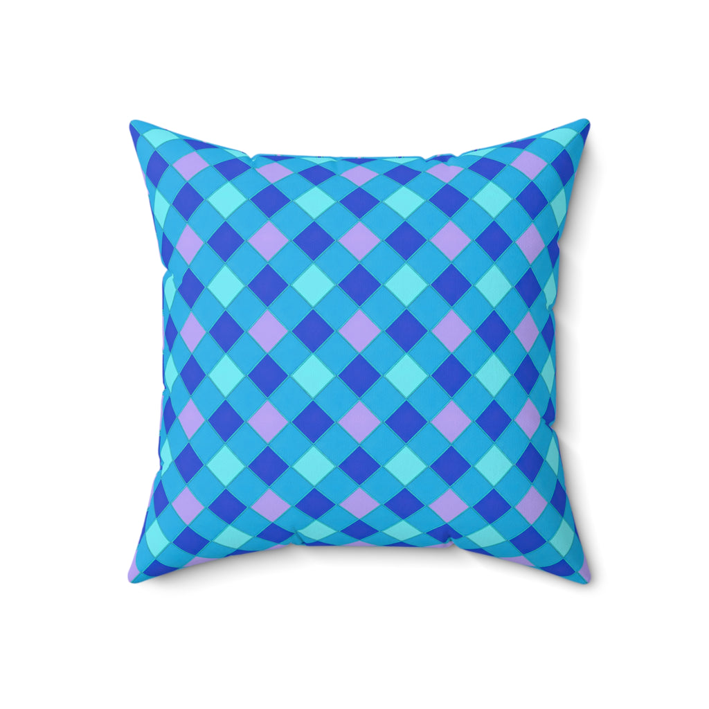 Jewel Harlequin Check Faux Suede Cushion – Ice Jewel