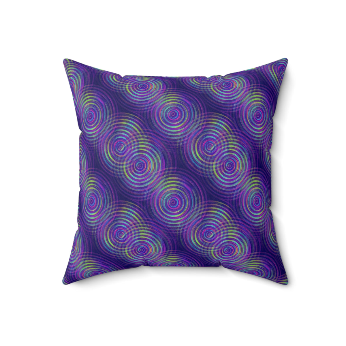 Holo Ripple Rings Faux Suede Cushion – Op-Art Holographic-Look Pattern