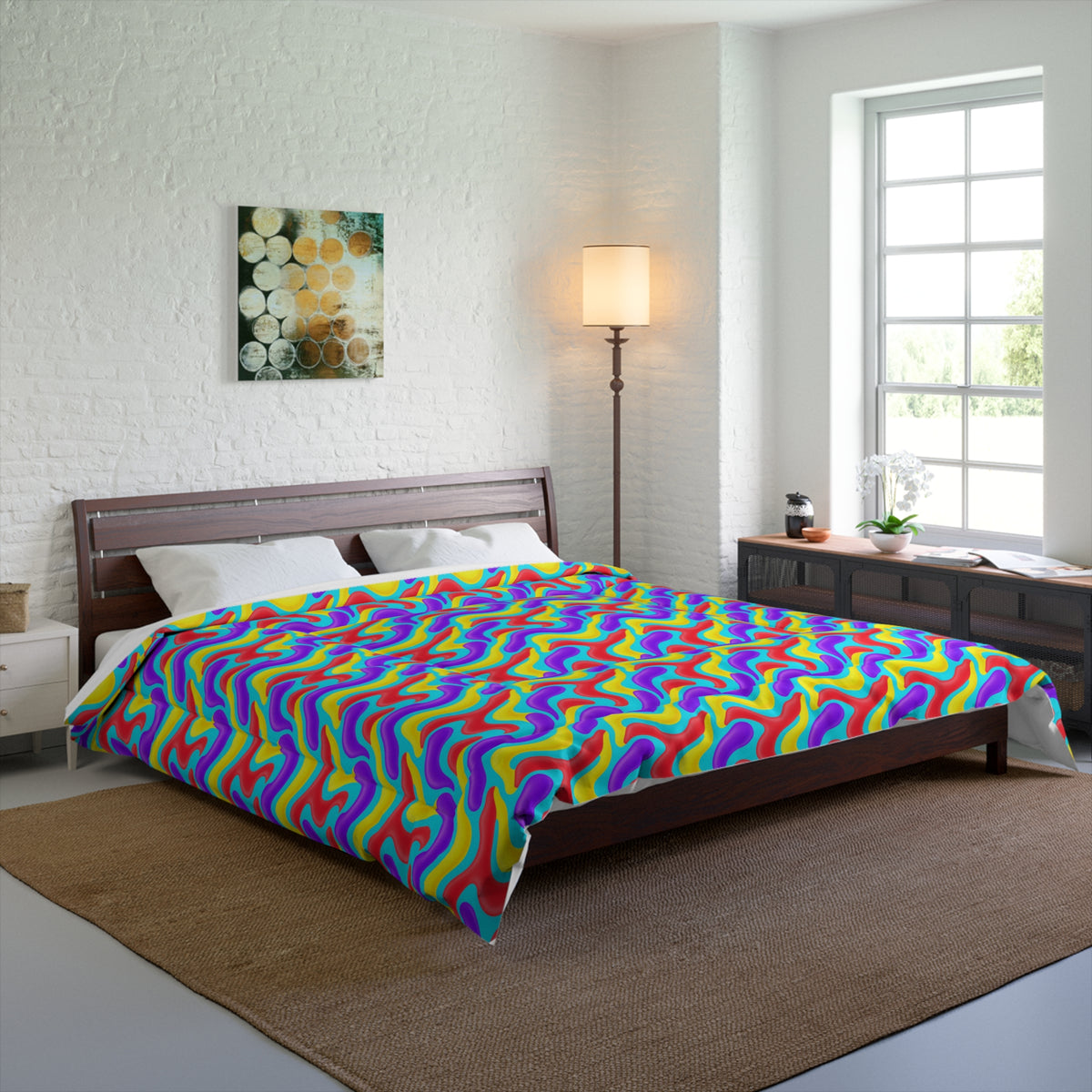 Liquid Band Ripple Comforter – Op-Art Fluid Bands Pattern