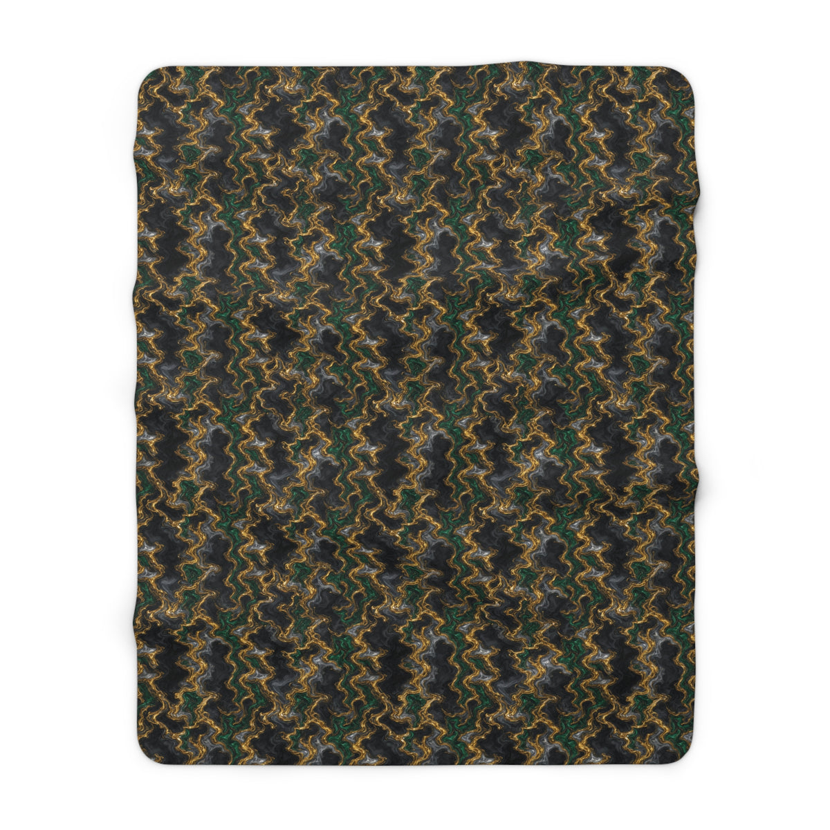 Molten Gold Marble Sherpa Fleece Blanket – Iridescent Fluid Pattern