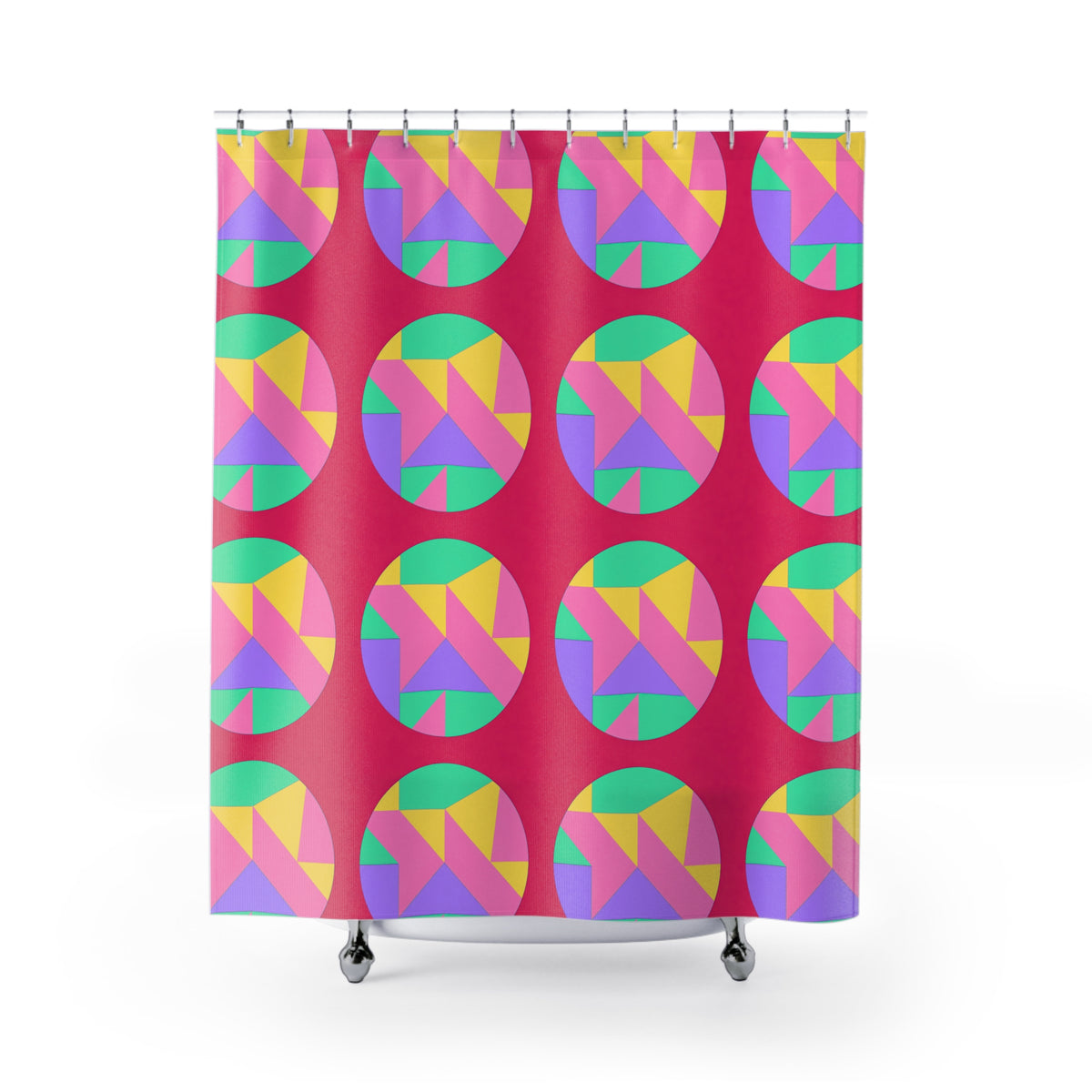 Broken Circle Planes Shower Curtain – Candy Pop on Raspberry