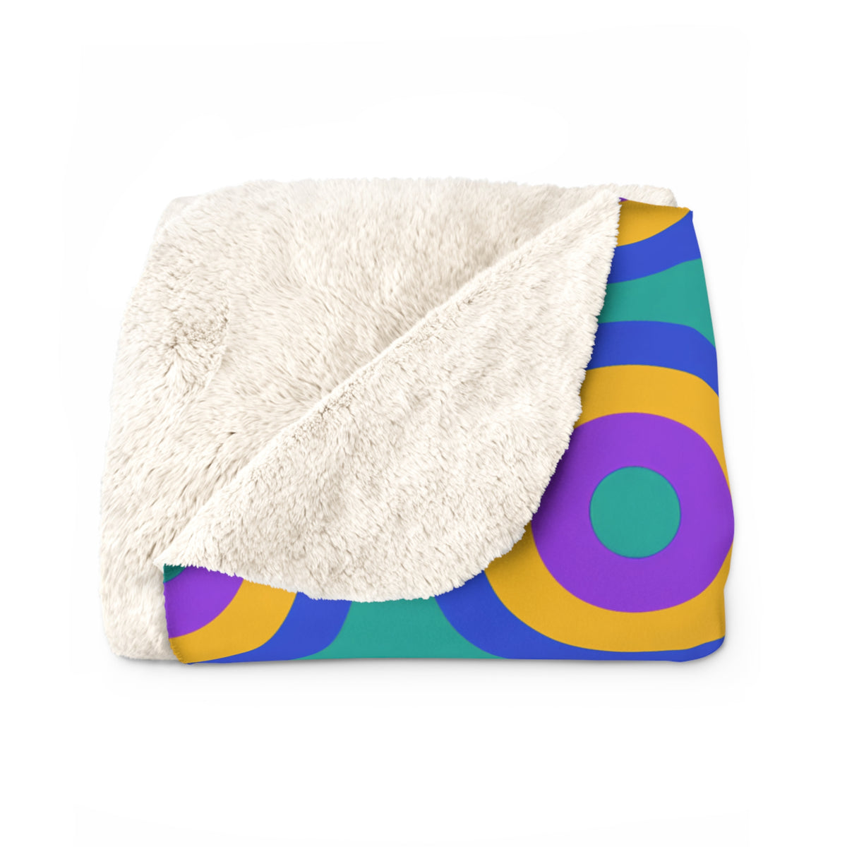 Giant Op-Art Jewel Rings Sherpa Fleece Blanket – Peacock Jewel