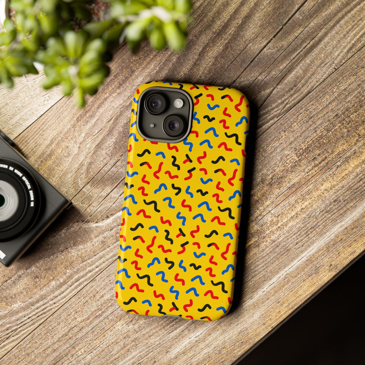 Squiggle Strokes Yellow Tough Phone Case – Bold Primary Abstract Pattern