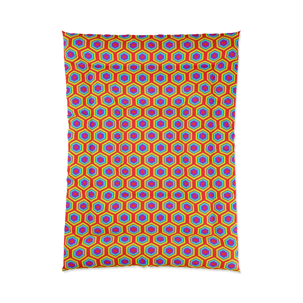 Concentric Hexagon Ripple Comforter – Op-Art Hexagons Pattern