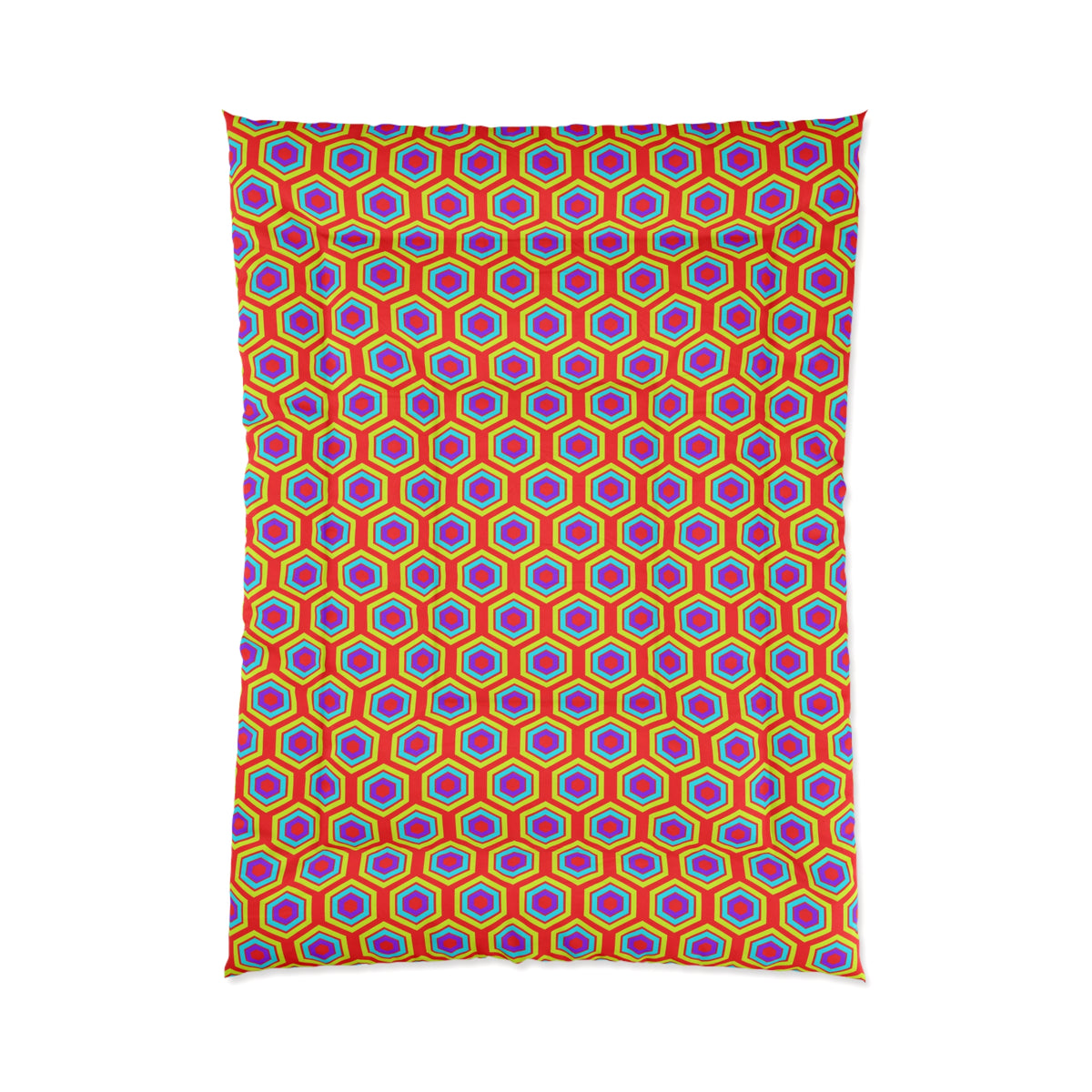 Concentric Hexagon Ripple Comforter – Op-Art Hexagons Pattern