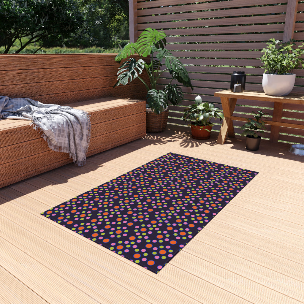Bulging Dot Grid Outdoor Rug – Op-Art Pattern