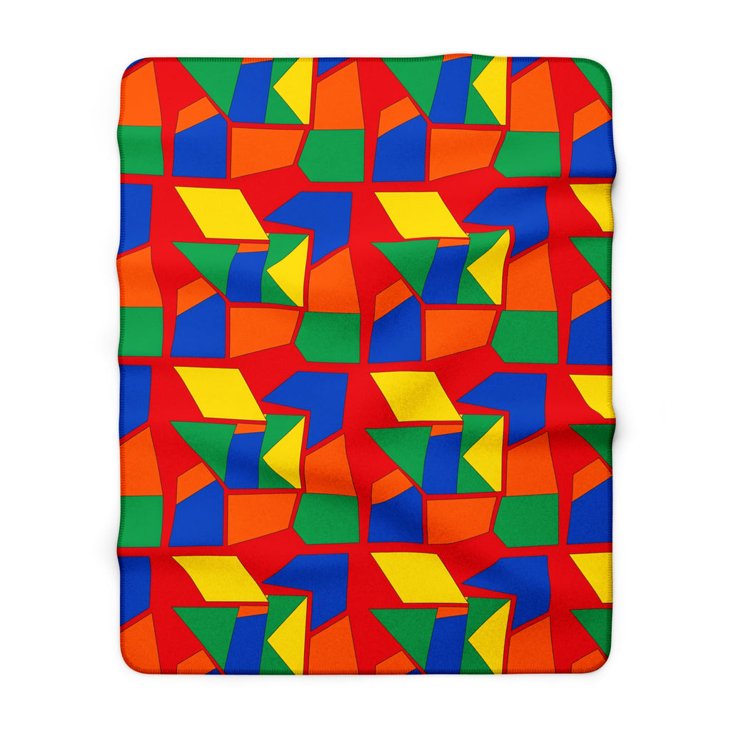Cubist Block Quilt Sherpa Fleece Blanket – Cubist Geometric Pattern