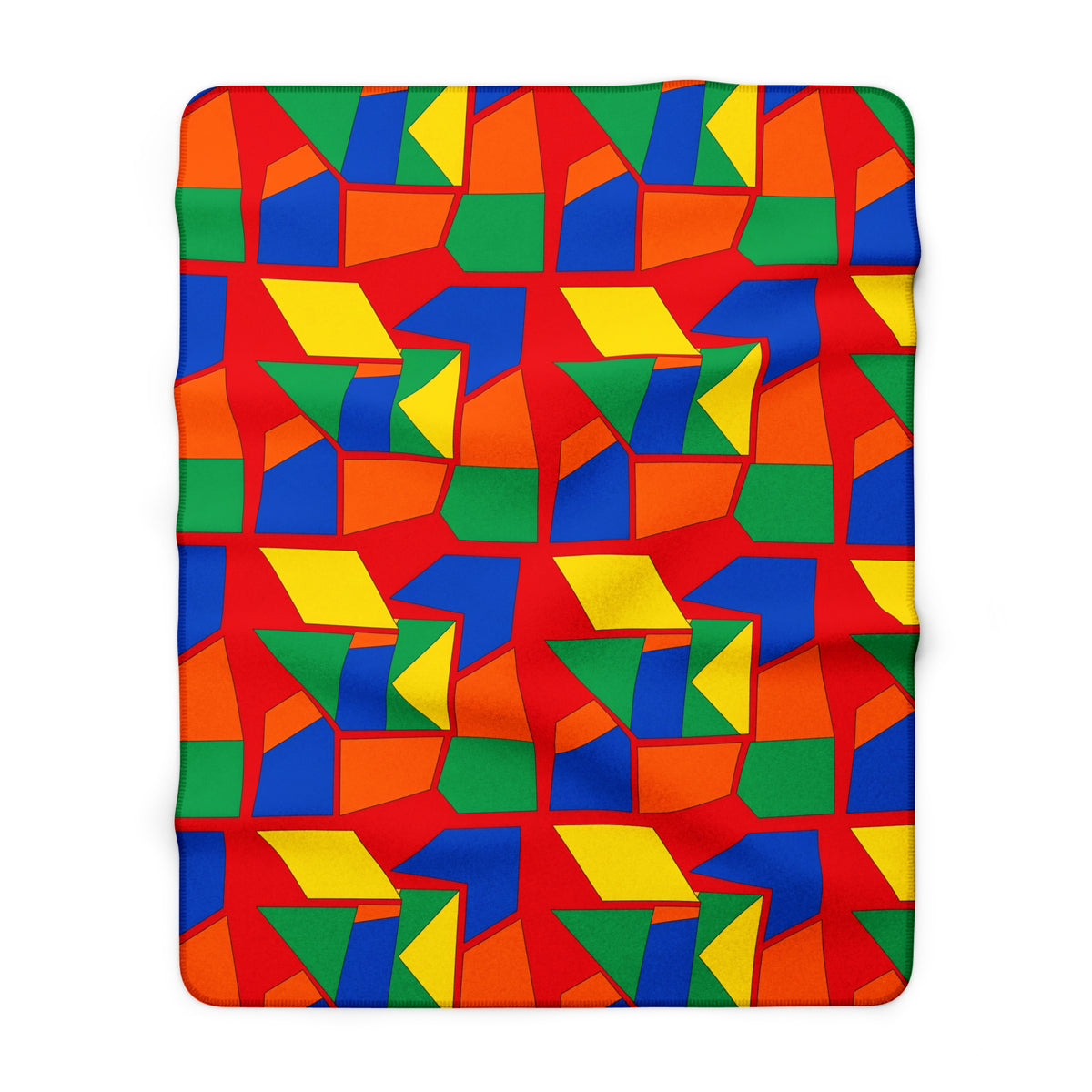 Cubist Block Quilt Sherpa Fleece Blanket – Cubist Geometric Pattern