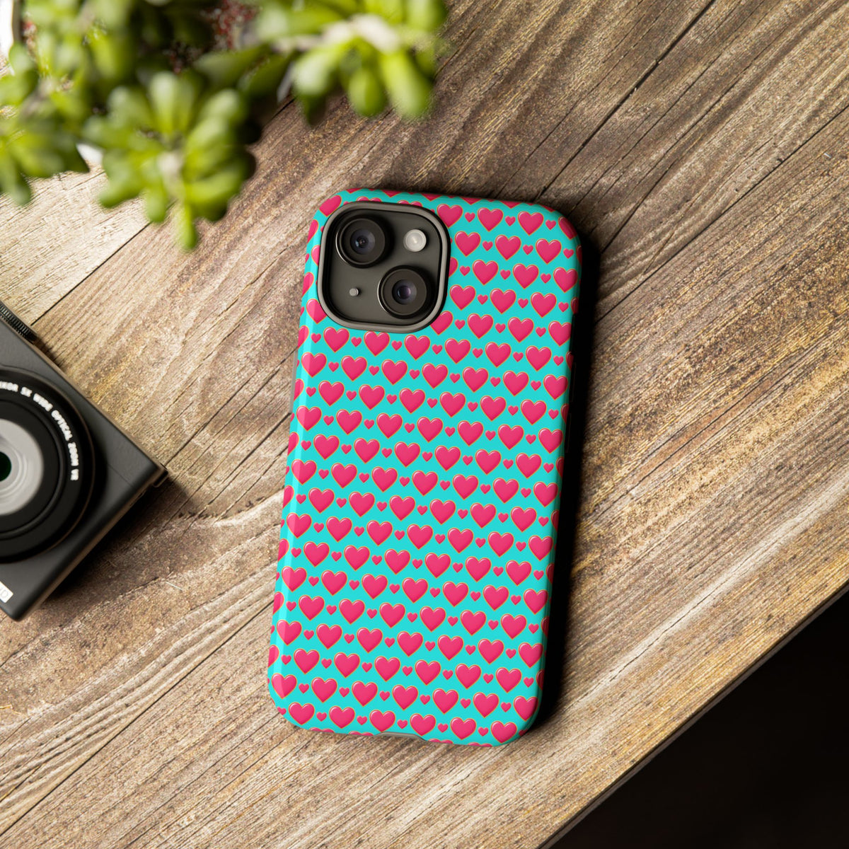 Heart Bubble Grid Tough Phone Case – Pop Hearts Pattern