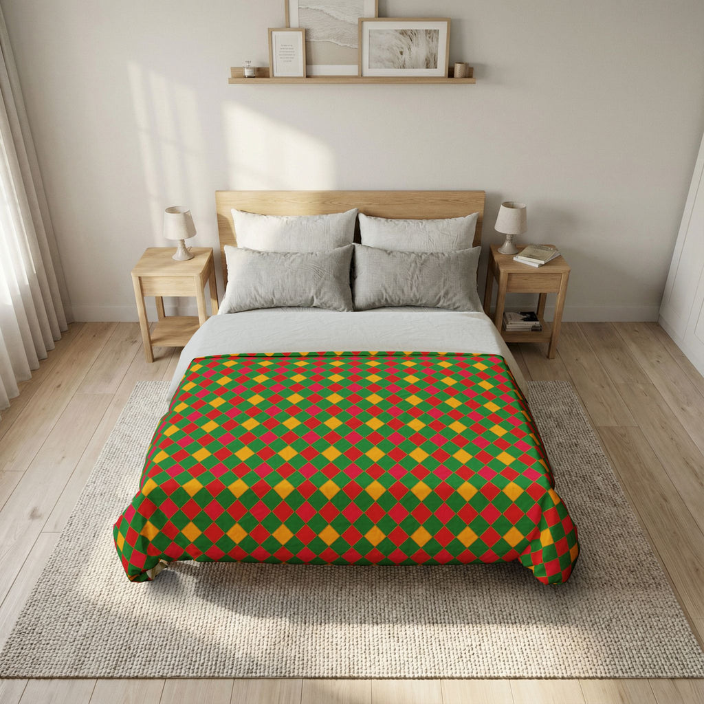 Jewel Harlequin Check Cotton Duvet Cover – Harlequin Geometric Pattern