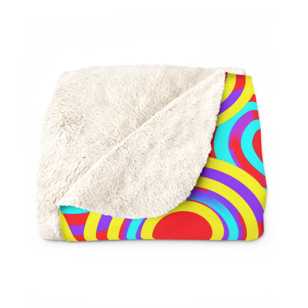 Interlocking Ring Ripples Sherpa Fleece Blanket – Op-Art Circles Pattern
