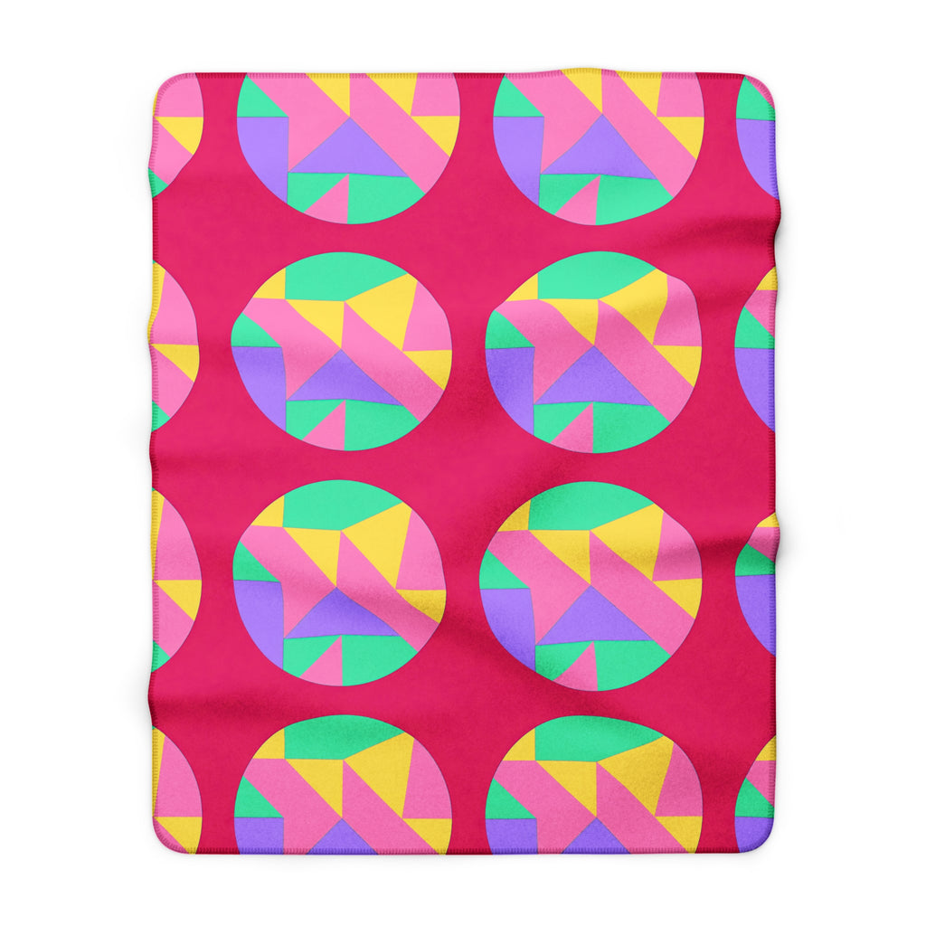 Broken Circle Planes Sherpa Fleece Blanket – Candy Pop on Raspberry