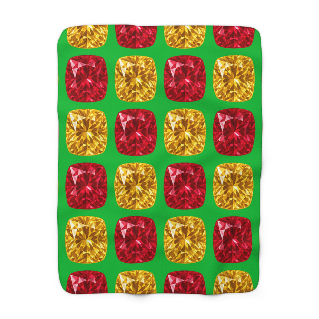 Giant Cut Gem Grid Sherpa Fleece Blanket – Faceted Gem Geometric Pattern