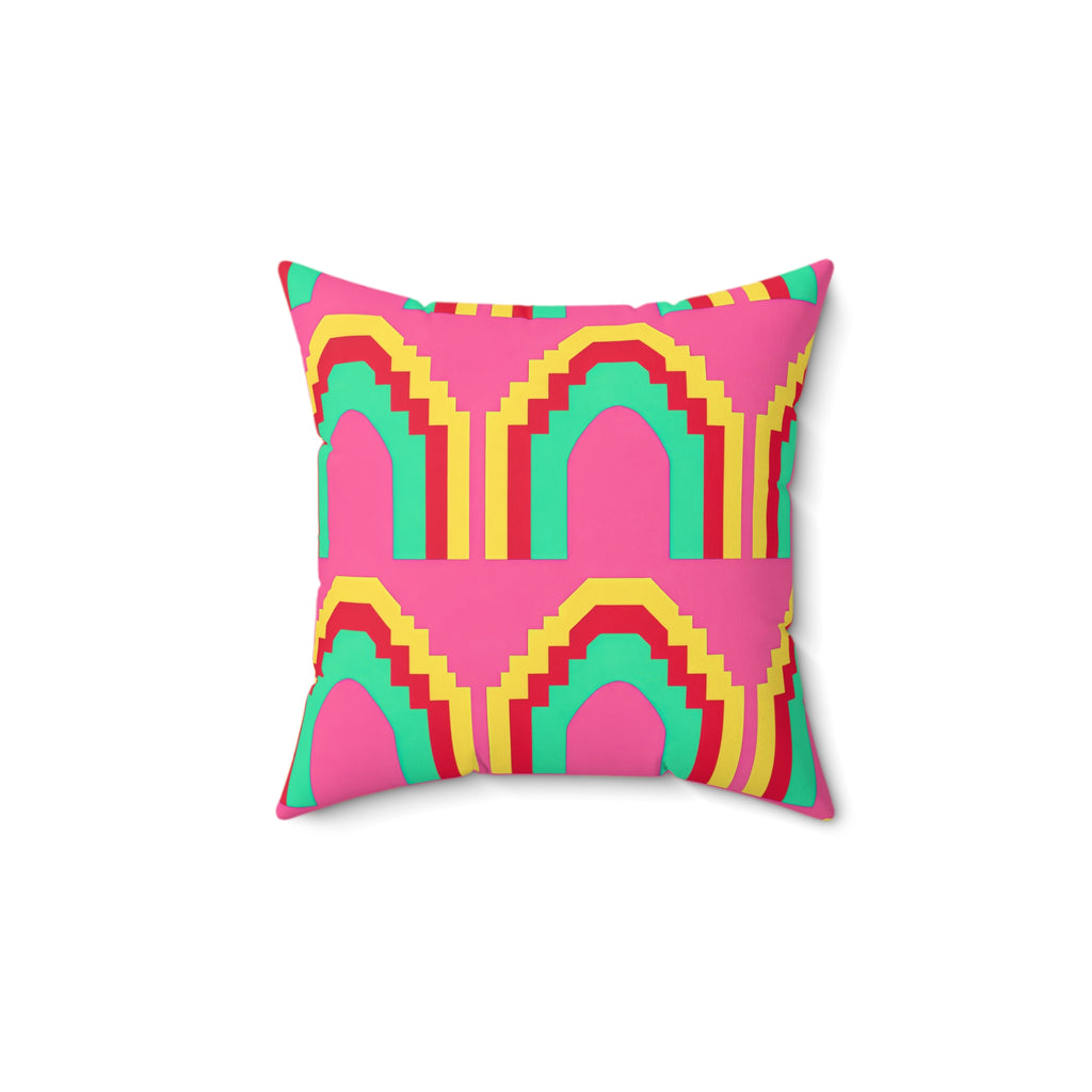 Grand Stepped Arches Faux Suede Cushion – Candy Christmas
