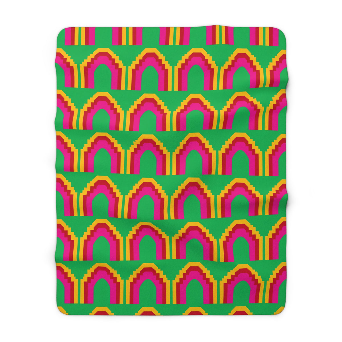 Grand Stepped Arches Sherpa Fleece Blanket – Art-Deco Arches Pattern