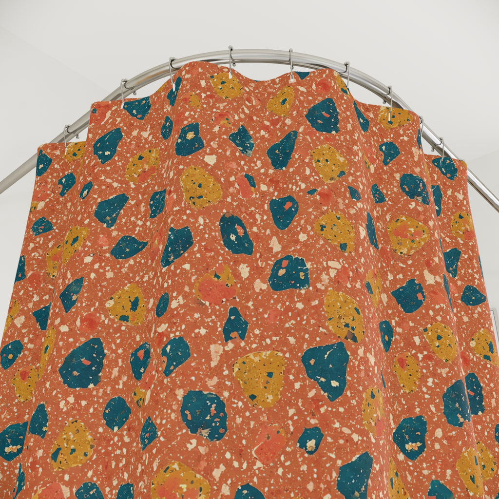 Two-Scale Chips Shower Curtain – Abstract Chip Pattern Pattern