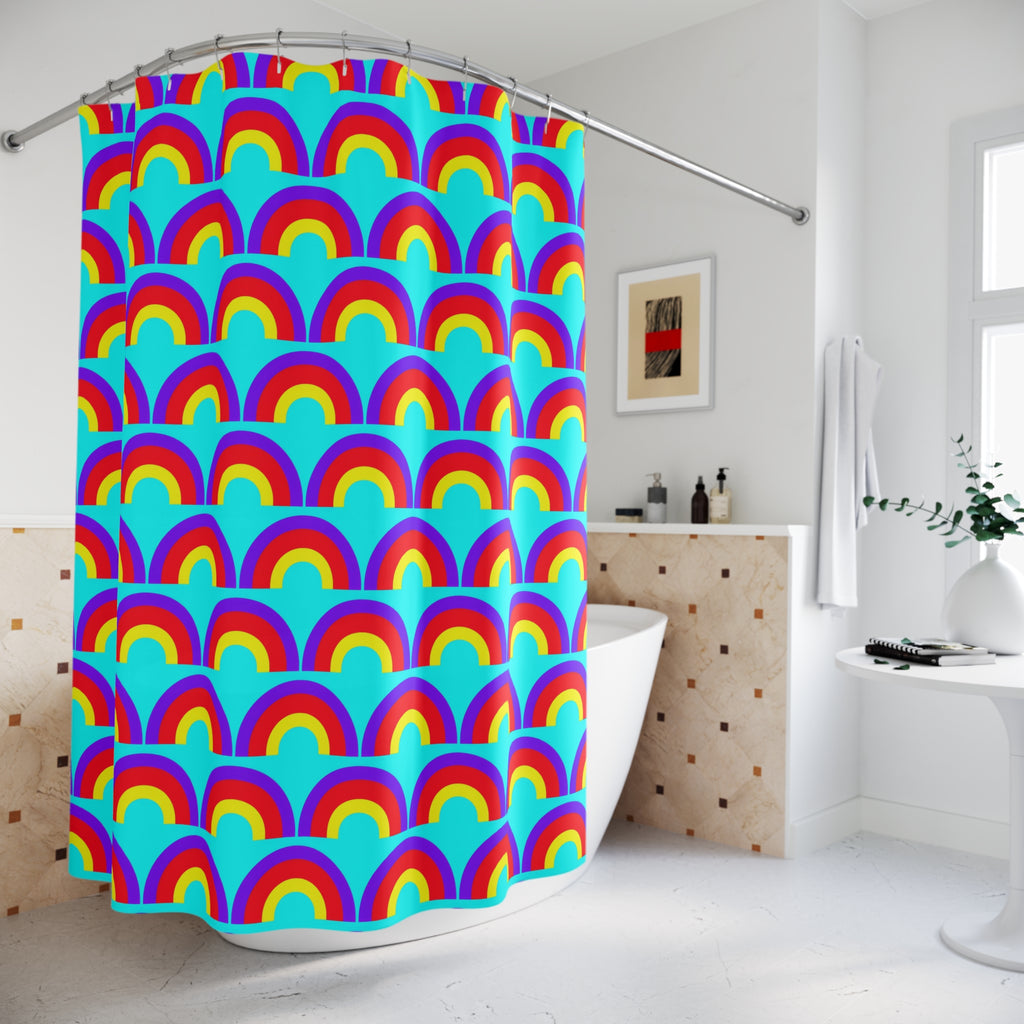 Chromatic Scallop Ripple Shower Curtain – Op-Art Scallops Pattern