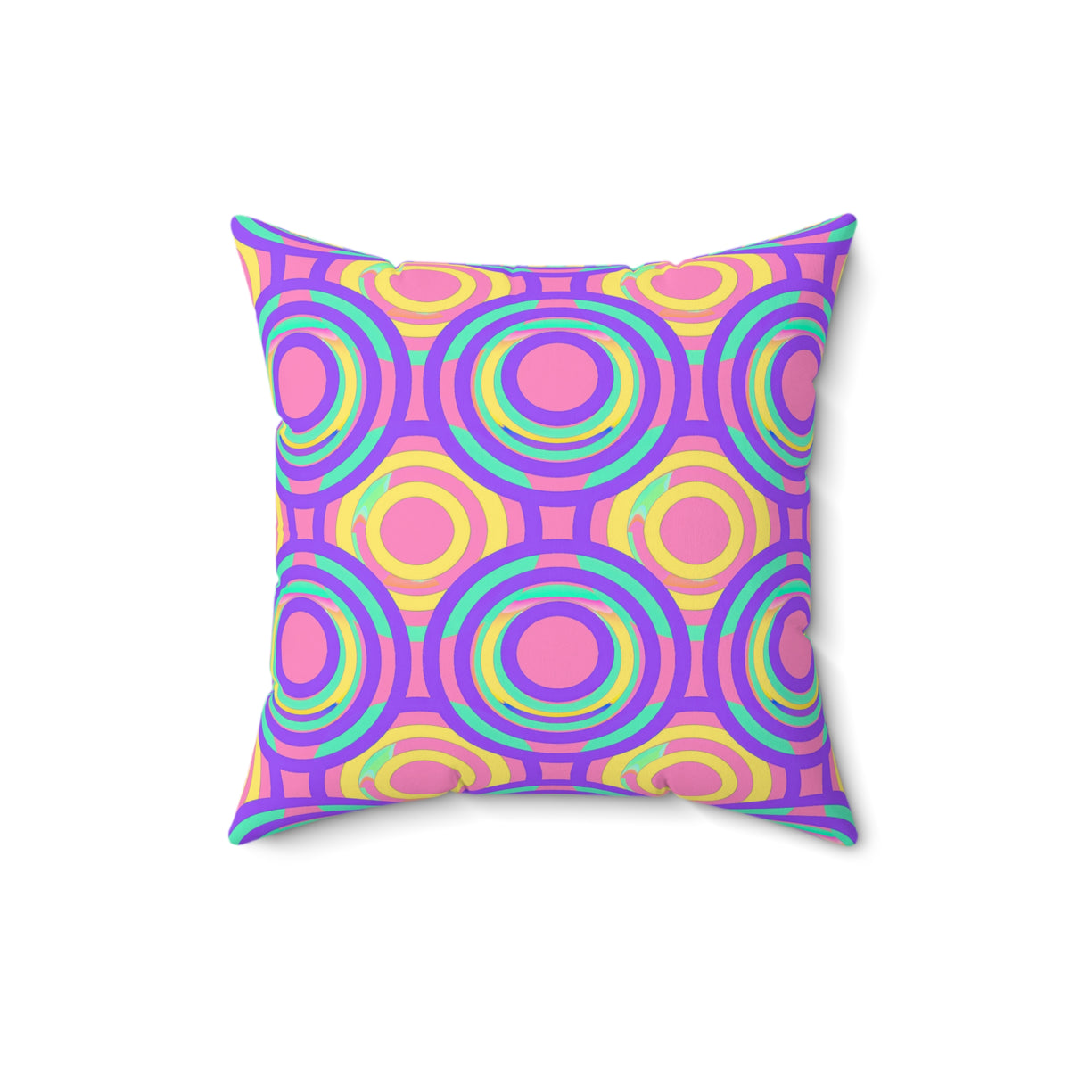 Interlocking Ring Ripples Faux Suede Cushion – Candy Pastel on Grape