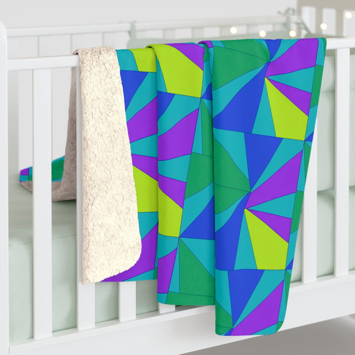 Cubist Sunburst Blocks Sherpa Fleece Blanket – Peacock Jewel