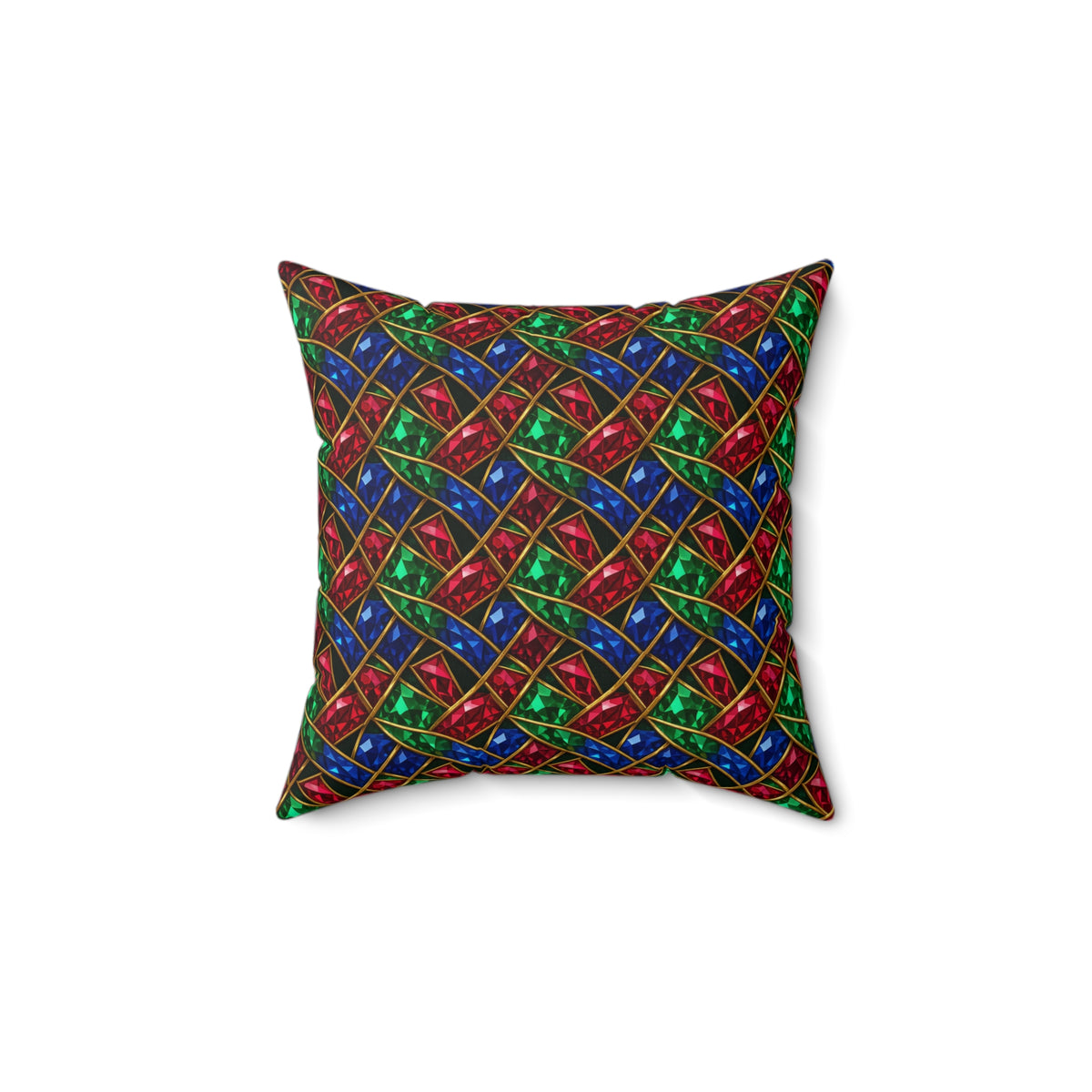 Jewel Prism Weave Faux Suede Cushion – Kaleidoscopic Pattern