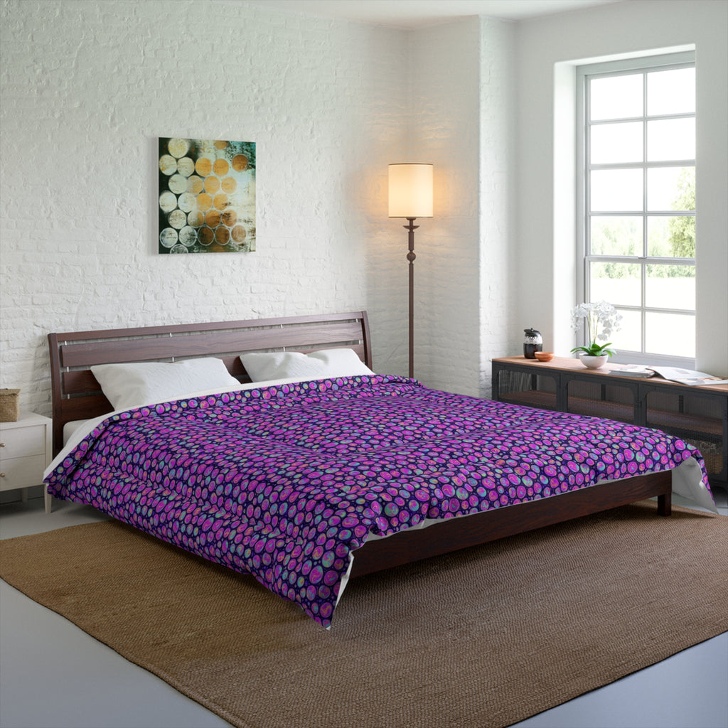 Opal Bubble Cells Comforter – Holographic-Look Fluid Art Pattern