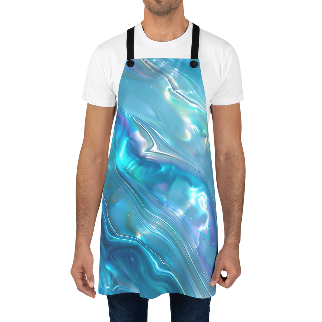 Aqua Holographic Ripple Apron – Holographic-Look Abstract