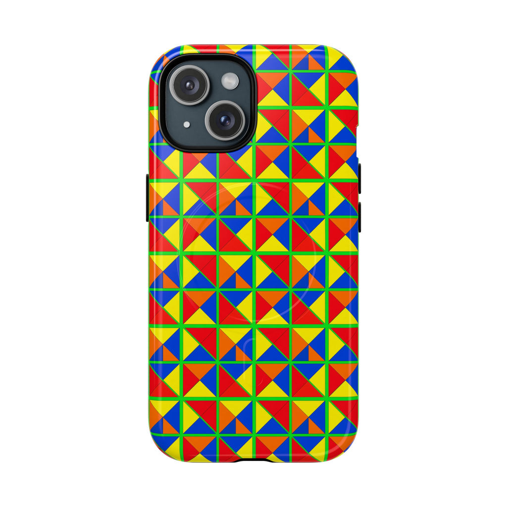 Split Square Fiesta Magnetic Tough iPhone Case – Cubist Geometric Pattern