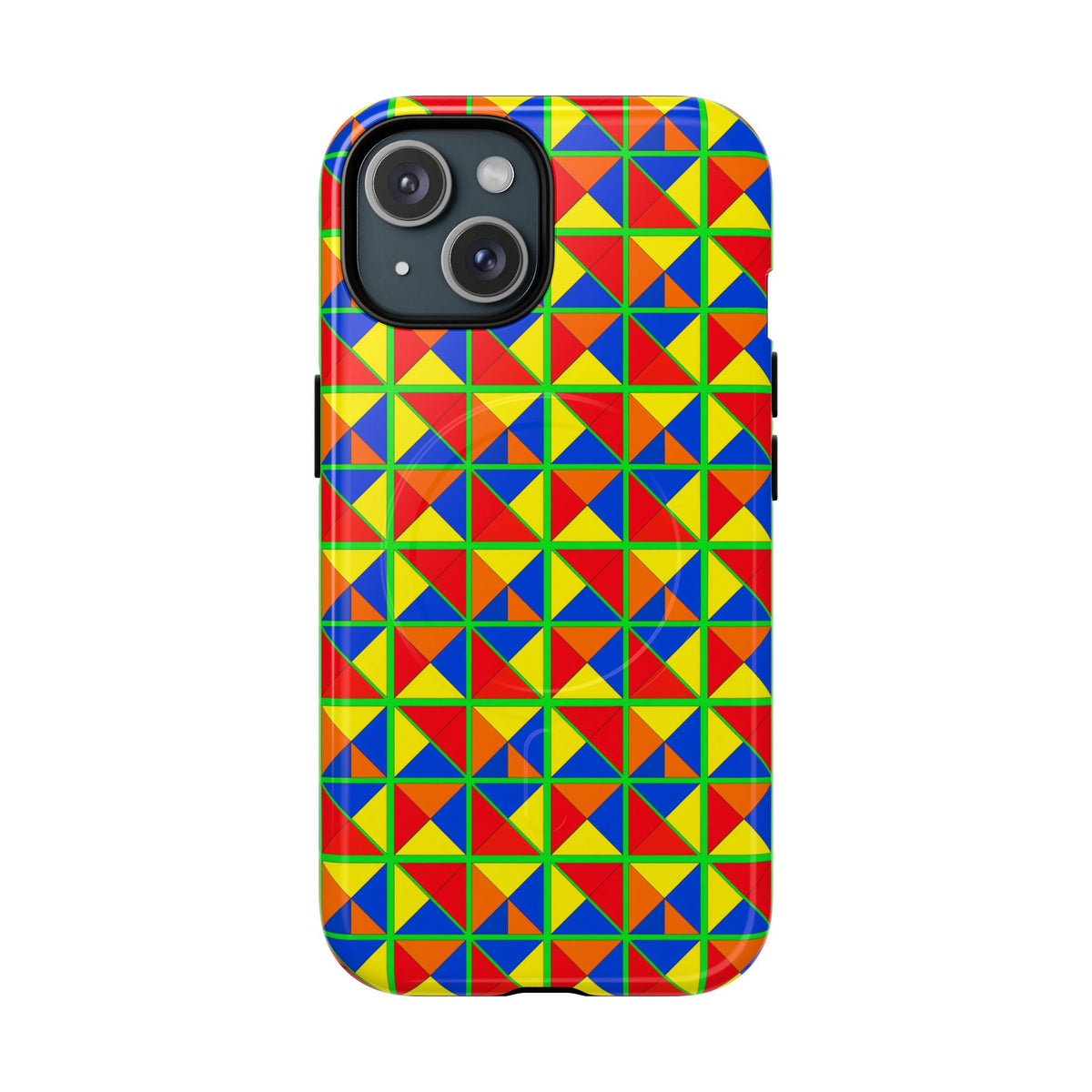 Split Square Fiesta Magnetic Tough iPhone Case – Cubist Geometric Pattern