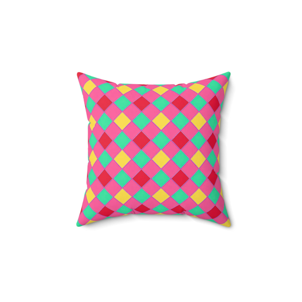 Jewel Harlequin Check Faux Suede Cushion – Candy Christmas