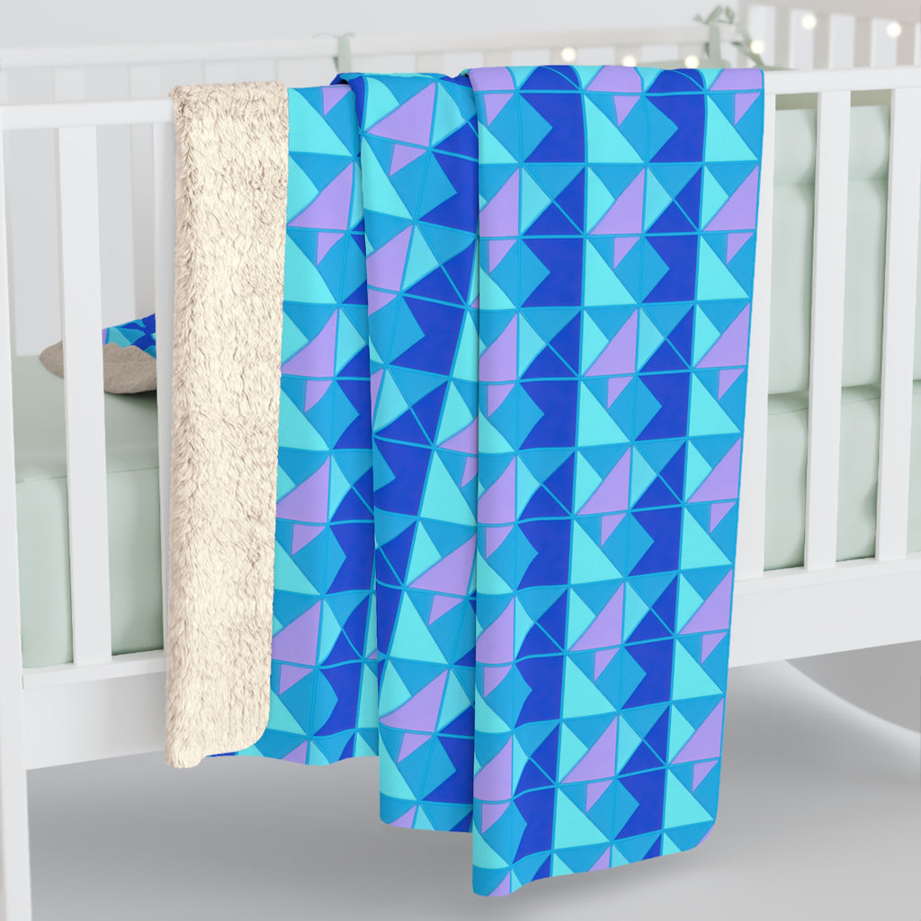 Jewel Block Quilt Sherpa Fleece Blanket – Ice Jewel