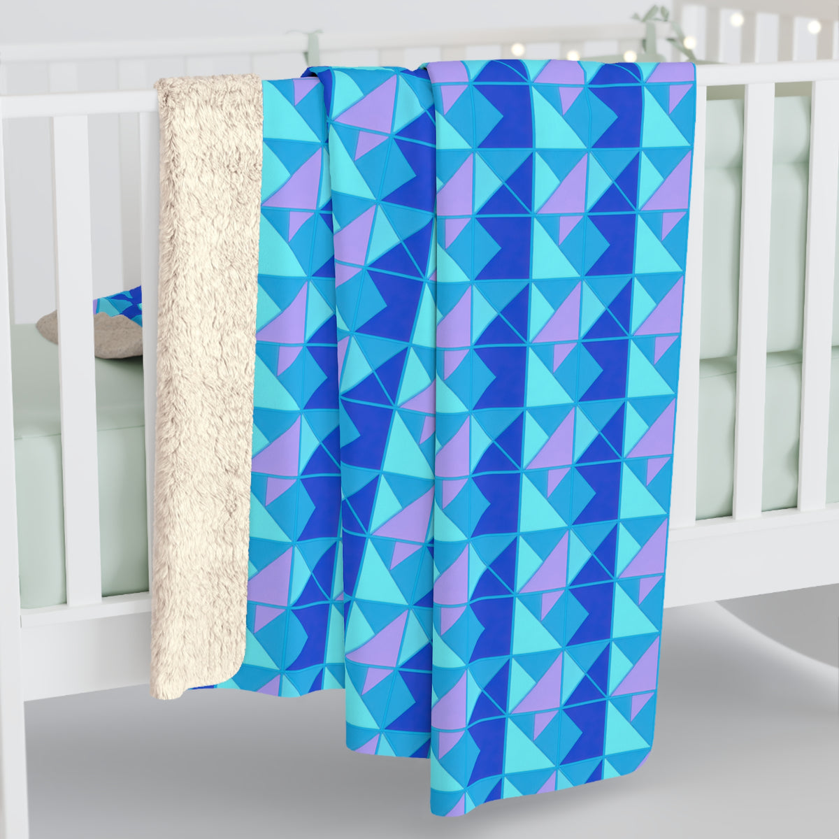 Jewel Block Quilt Sherpa Fleece Blanket – Ice Jewel