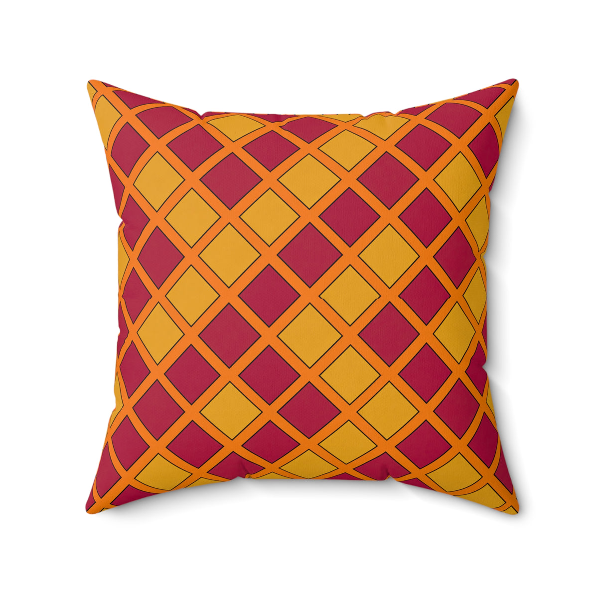 Harlequin Gold Grid Faux Suede Cushion – Cranberry Spice