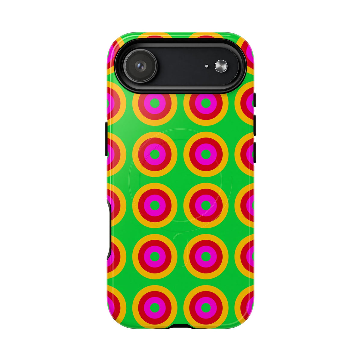 Giant Op-Art Jewel Rings Magnetic Tough iPhone Case – Op-Art Concentric Circles Pattern