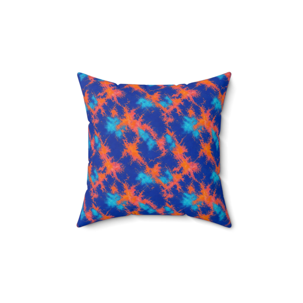 Crumple Neon Marble Faux Suede Cushion – Ice Dye Pattern