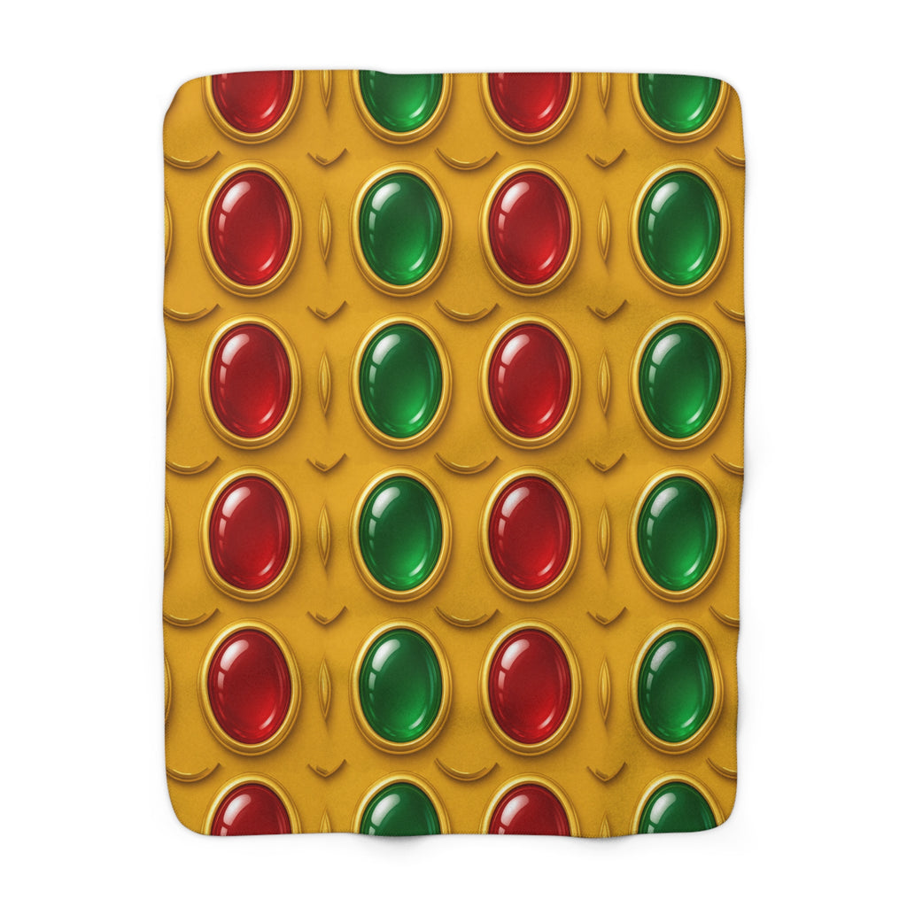 Grand Gold Cabochon Frames II Sherpa Fleece Blanket – Cabochon Geometric Pattern