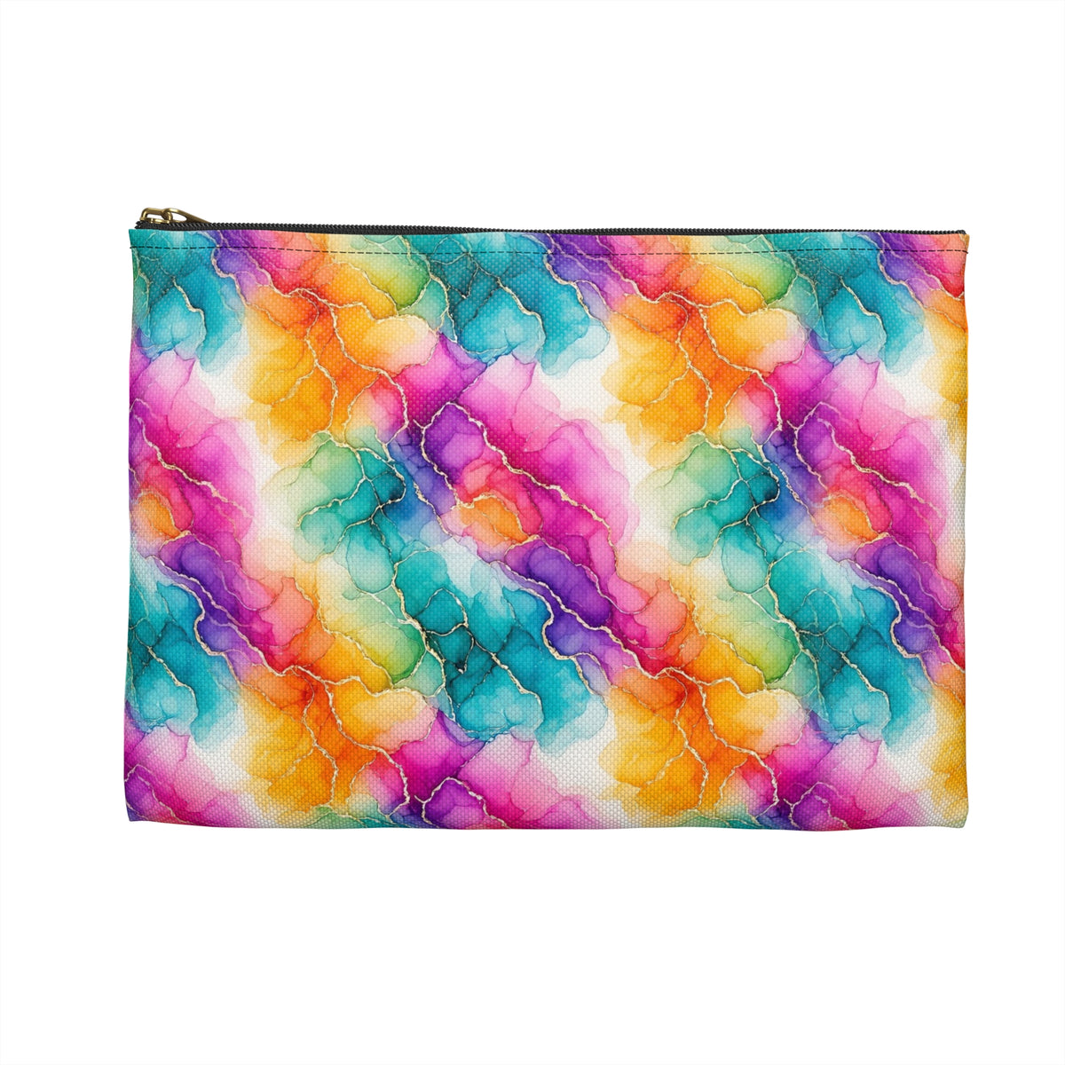 Rainbow Alcohol Ink Bloom Zip Accessory Pouch