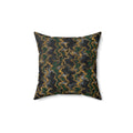 Molten Gold Marble Faux Suede Cushion – Iridescent Fluid Pattern