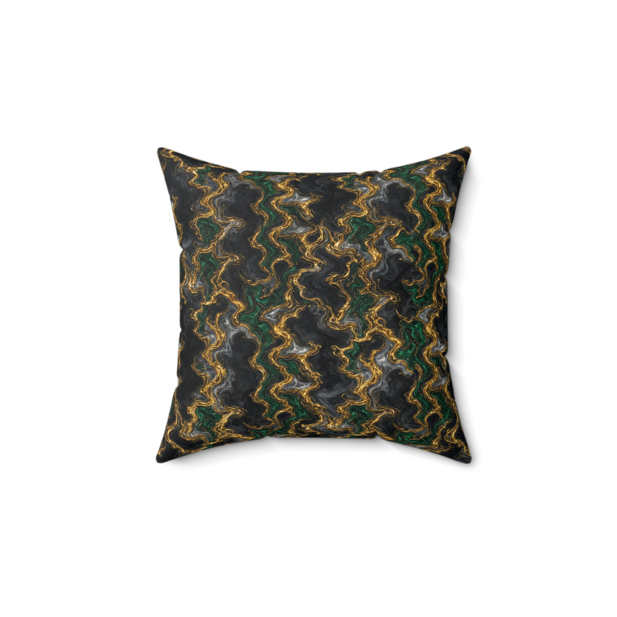 Molten Gold Marble Faux Suede Cushion – Iridescent Fluid Pattern