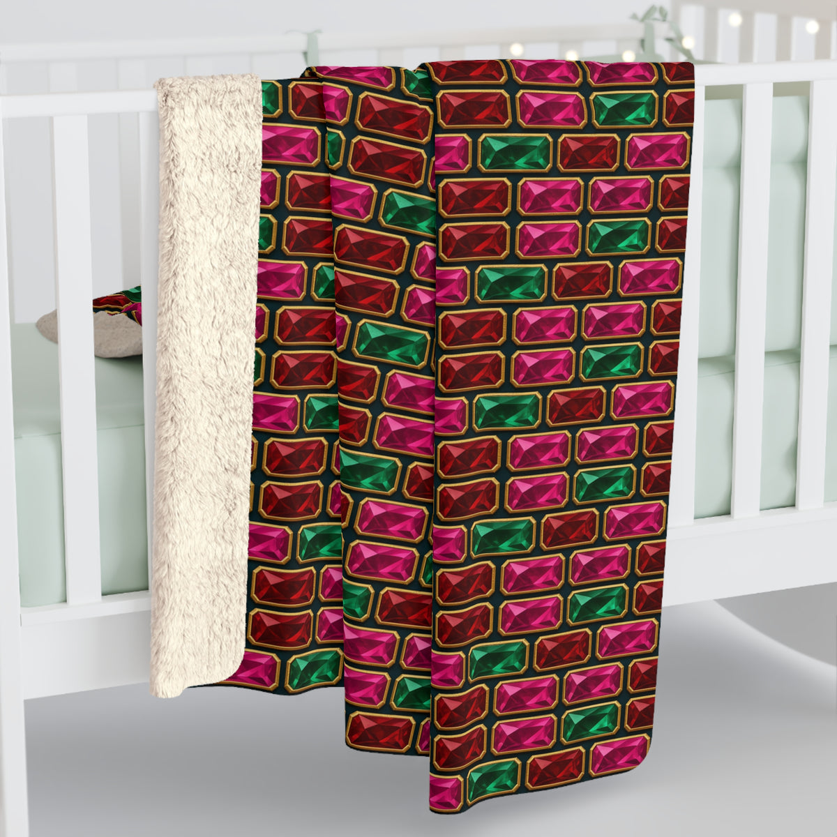 Stacked Gem Bars Sherpa Fleece Blanket – Geometric Pattern