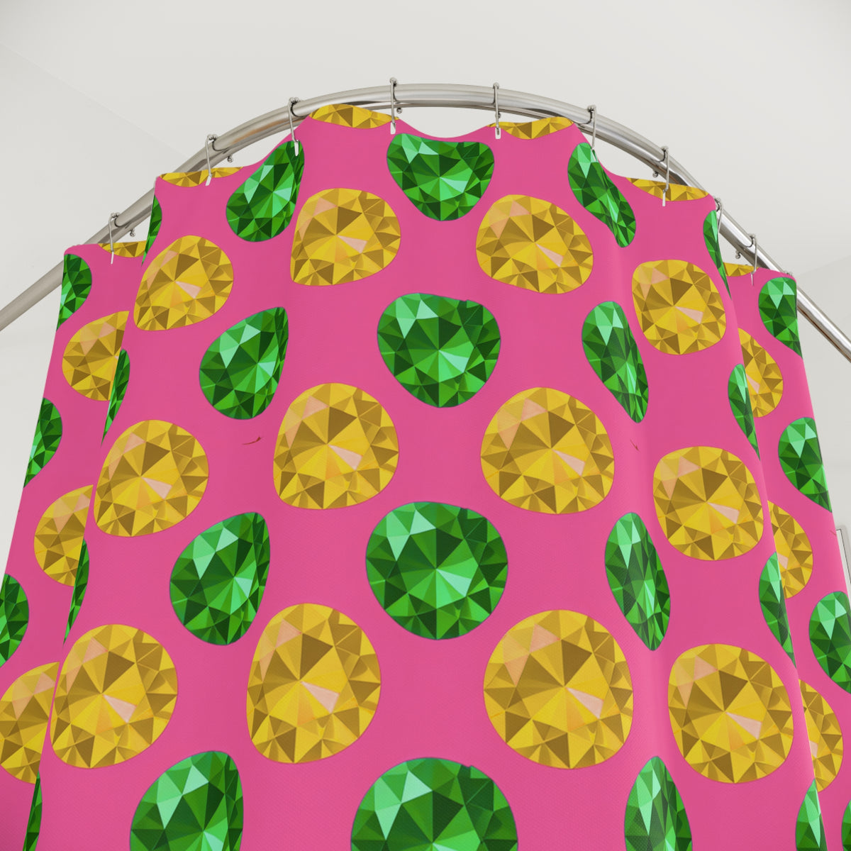 Half-Drop Gem Grid Shower Curtain – Candy Christmas