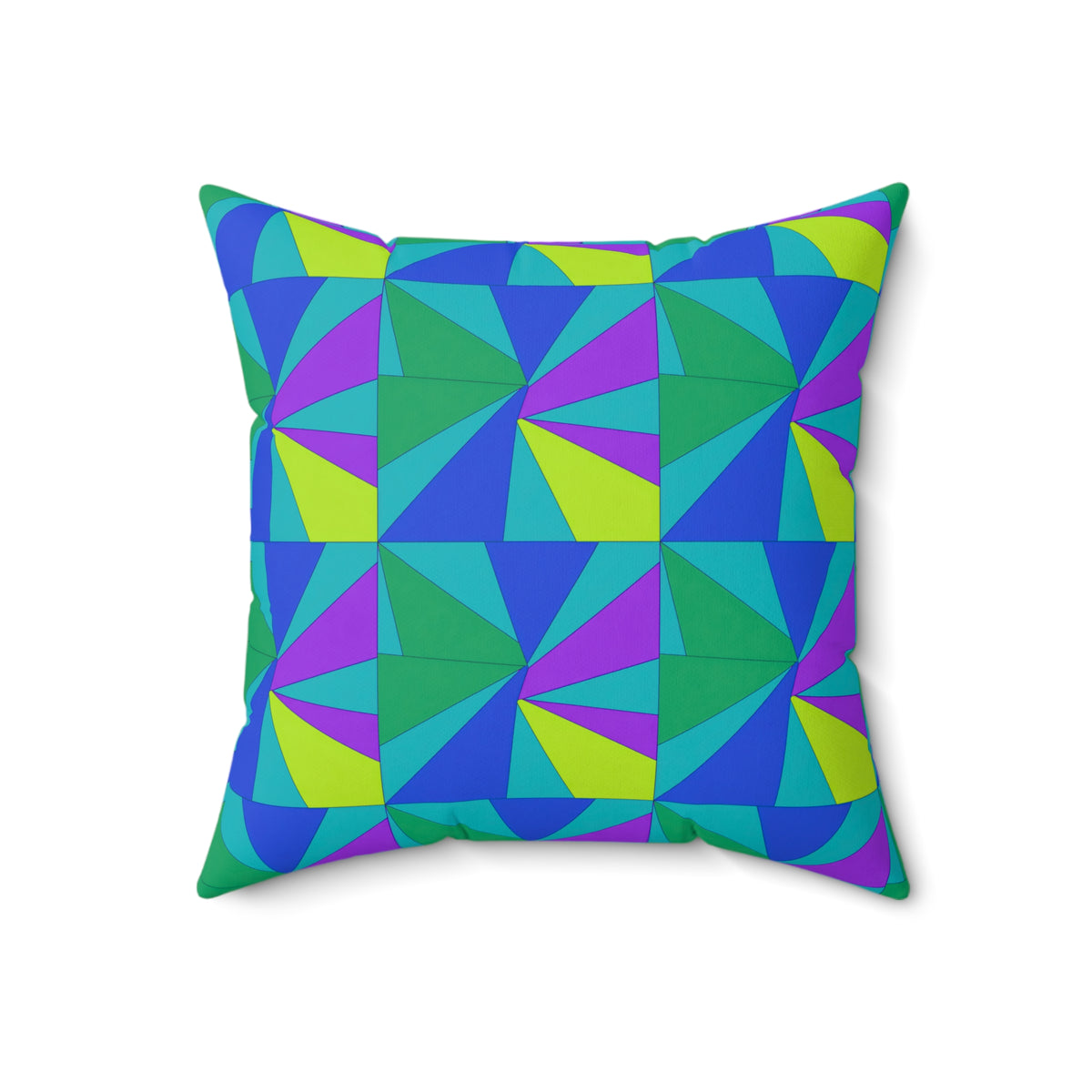 Cubist Sunburst Blocks Faux Suede Cushion – Peacock Jewel