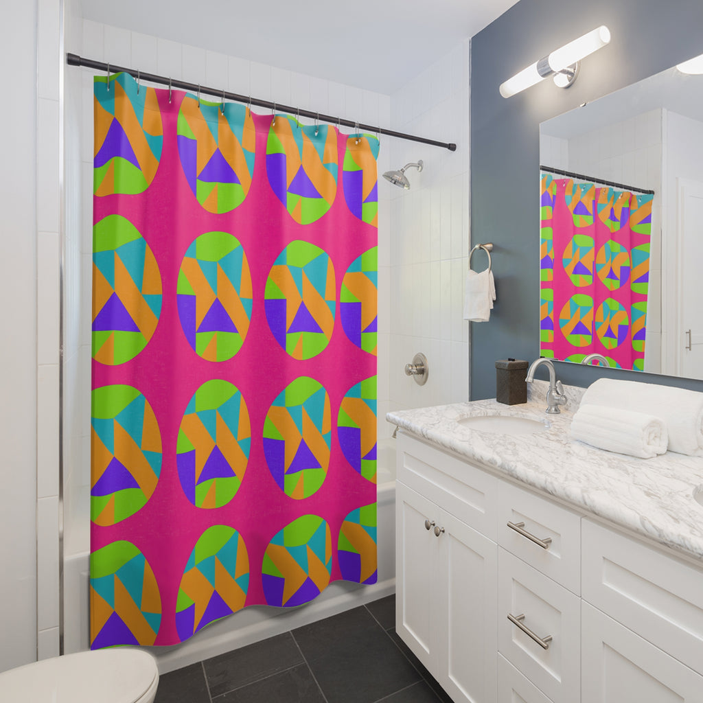 Broken Circle Planes Shower Curtain – Tropical Punch