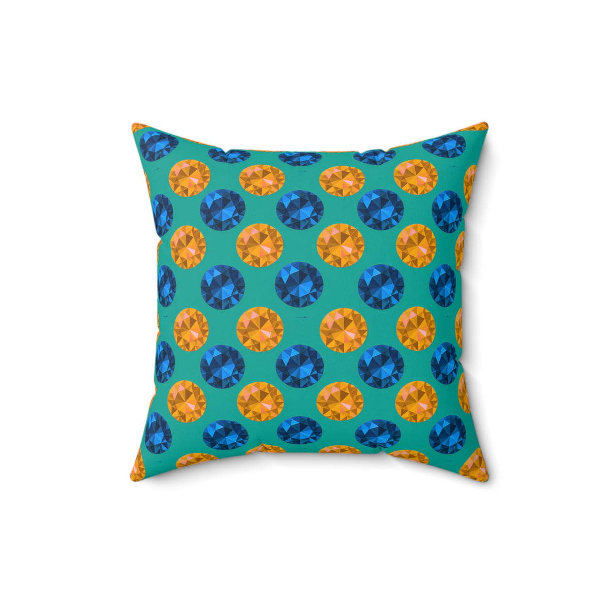 Half-Drop Gem Grid Faux Suede Cushion – Peacock Jewel
