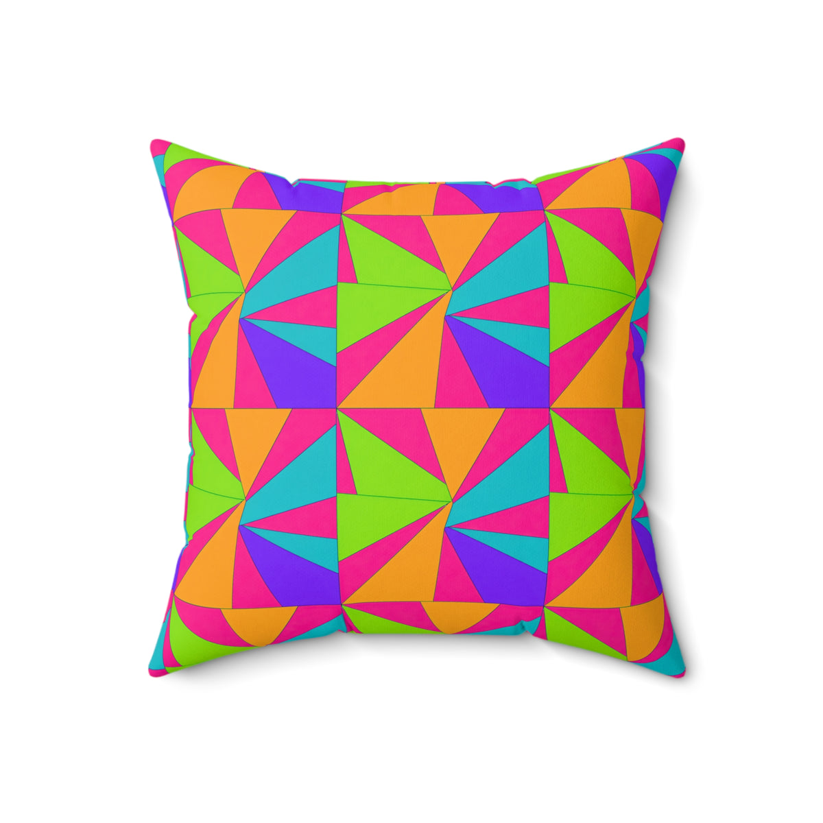 Cubist Sunburst Blocks Faux Suede Cushion – Tropical Punch