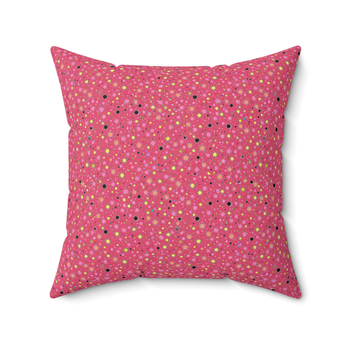 Confetti Spatter Faux Suede Cushion – Candy Pop on Raspberry